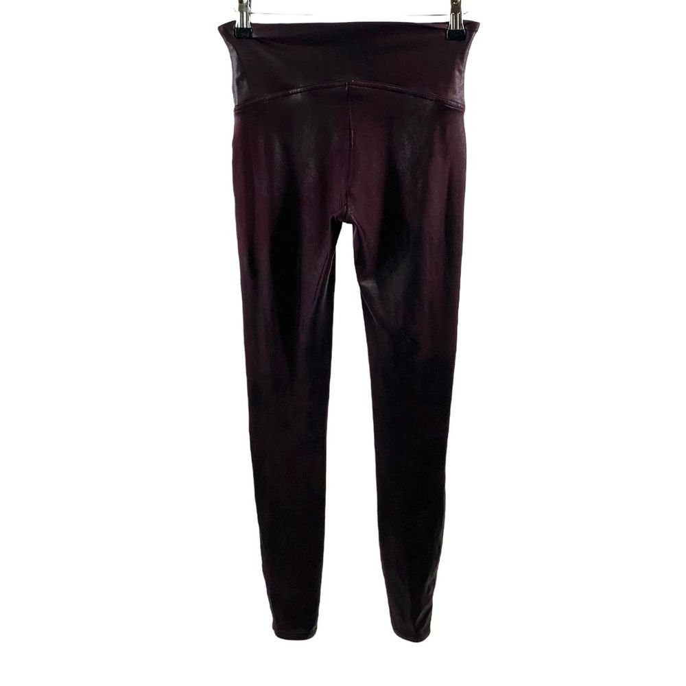 Spanx Burgundy Faux Leather Leggings Size M - Picture 2 of 12